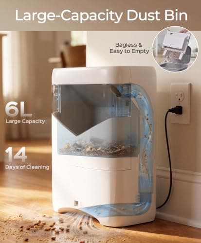 Purivanta Touchless Vacuum Automatic Dustpan, 22kPa Suction, Baggless | Auto/Manual Mode, Hands-free Cleaning, Ideal for Pet Hair, Kitchen, and Salon, White view 6