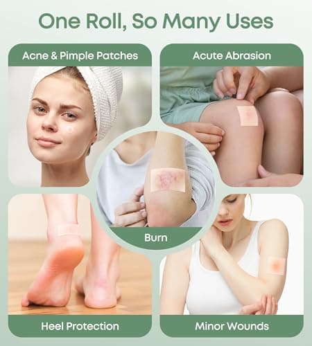 HOLDTON Hydrocolloid Roll for Wound Care, 2" × 5FT Cut-to-Size Hydrocolloid Bandages with Self-Adhesive, Ultra-Absorbent Dressing for Blisters, Burns, Acne & Minor Cuts, Waterproof, Invisible view 2