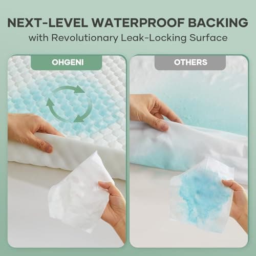 OhGeni 100% Waterproof King Size Mattress Protector, Soft Mattress Pad, Fits 6"-20" Mattresses with Deep Pocket, Cooling, Breathable Fitted Sheets, Soft Bed Cover, Noiseless, Machine Washable view 3