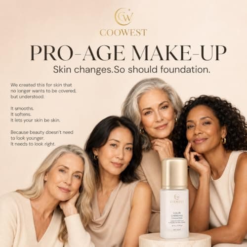 COOWEST Color Changing Foundation for Mature Skin, 4-in-1 Light to Medium Shade-Adapting Skin Tint, Lightweight Hydrating Coverage Liquid Foundation Makeup, Smooth & Blur Finish, 30ml (Medium) view 6