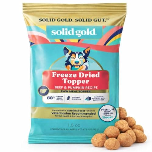 Solid Gold Freeze Dried Dog Food - W/Real Beef, Pumpkin & Superfoods - Freeze Dried Raw Dog Food Toppers for Picky Eaters to Serve as a Nutrient-Dense Meal Topper or High Protein Treats - 1.5oz — image 1
