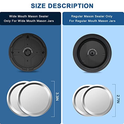 Electric Mason Cordless Vacuum Sealer Kit for Wide-Mouth & Regular-Mouth Mason Jars, for Food Storage and Fermentation, Black view 2