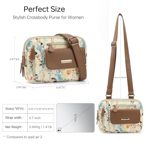 Goinsound Crossbody Purses for Women - Multi Pockets Shoulder Bag Medium Handbags with Adjustable shoulder straps view 5