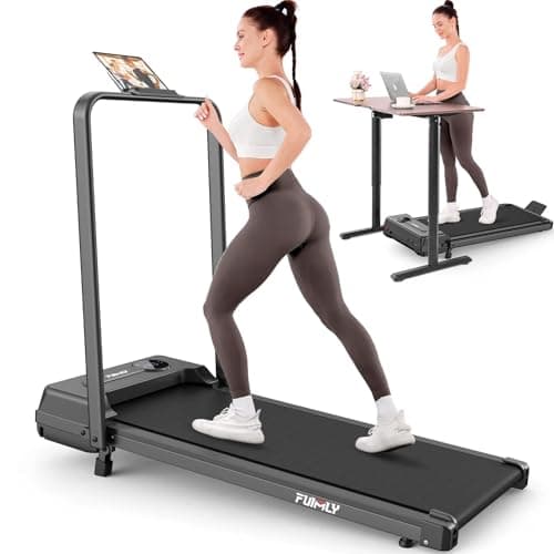 FUNMILY Foldable Walking Pad with Handle Bar, 4 in 1 Under Desk Treadmill with Incline, 2025 Upgraded Smart Folding Treadmill for Home/Office, 300 lbs Weight Capacity, Ultra-Quiet