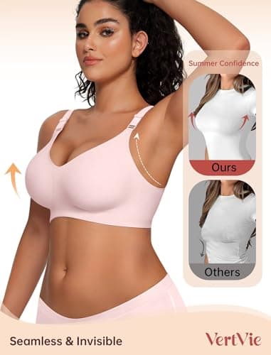 Vertvie Womens Wireless Jelly Bras No Underwire Push Up Seamless Bra Supportive Full Coverage Bralette Regular and Plus Size view 3