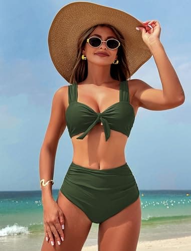 ZAFUL High Waisted Bikini Sets for Women Swim Suits 2026 Tummy Control Ruched Bikini Two Piece Bathing Suit Swimwear view 2