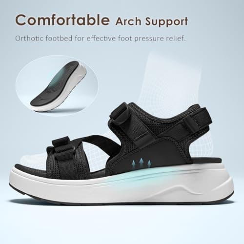 Vilanva Womens Orthopedic Walking Sandals with Comfortable Arch Support Recovery Sport Relief Plantar Fasciitis Outdoor Hiking Adjustable Strap Platform Cushion Hiking Water Sandals for 2026 Summer Trendy Outfits view 3