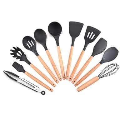Nanafu Silicone Cooking Utensils Set,12pcs Non-Stick Silicone Cooking Kitchen Utensils Spatula Set Heat resistant silicone kitchenware set suitable for non stick pot cooking