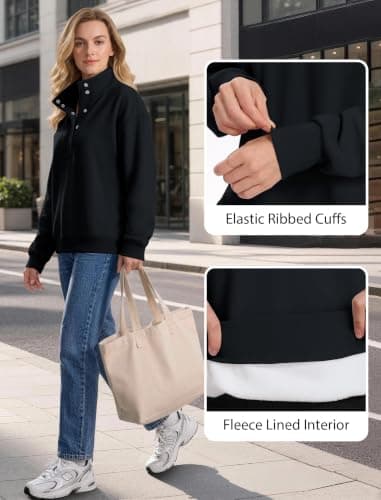 DLOODA Sweatshirts for Women Henley Mock Neck Pullover Tops 2026 Outfits view 2
