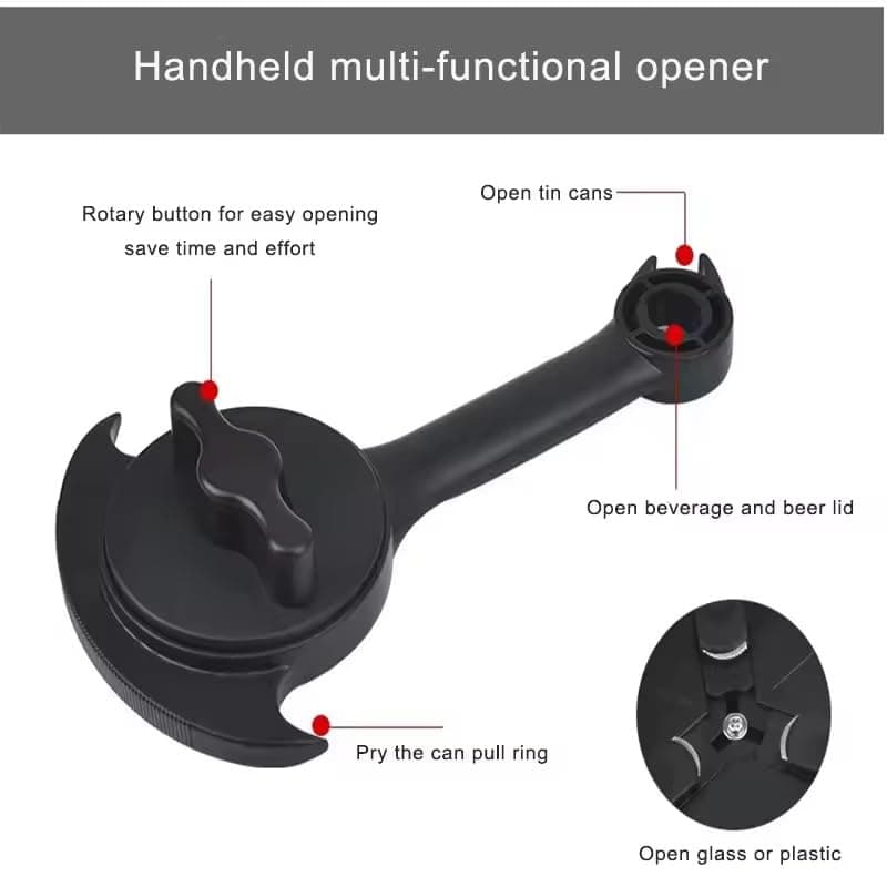 Can Opener Multifunction,Jar Opener for Weak Hands,Kitchen Beer bottle Opener Portable 3-in-1 Bottle Opener Can Opener Tool Innovative Gadget Get Lid Off Easily (BLACK) view 3