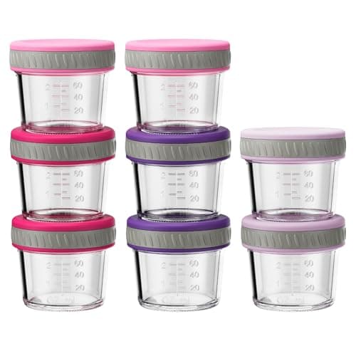 Sursip Glass Baby Food Storage Containers, 4 oz Small Mason Jars with Lids, Airtight for Baby Puree Containers, Juice, Milk, Yogurt, Overnight Oats, Mini Toddler Snack Cups - 8 Pack — image 1