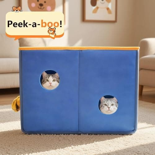 CWV Interactive Cat Toys for Indoor Cats, Kitten Toys with Scratch Pad， Cat Hideaway with Peekaboo Holes, Tiger Cat House Cave with Soft Pillow view 4