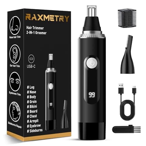 Nose Hair Trimmer for Men and Women,2026 Professional Painless IPX7 Waterproof Eyebrow & Facial Hair Trimmer,USB Rechargeable with LED Display Dual-Edge Blades for Smoother Cutting,BlackSilver — image 1