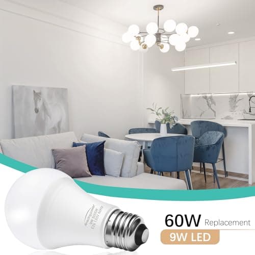 Amazing power E26 LED Bulbs, 60W Equivalent Medium Base Light Bulbs, 9W LED Bulbs, Daylight White 5000K 4-Pack view 7
