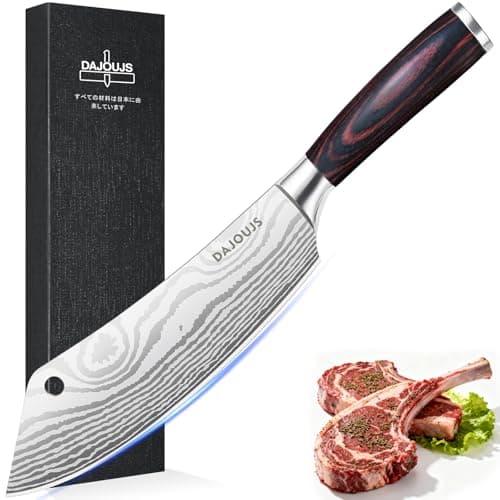 DAJOUJS 8-Inch Meat Cleaver Butcher Knife - High-Carbon Stainless Steel Professional Cleaver Chefs Knife Cutting Knives with Ergonomic Wood Handle & Gift Box for Cooking — image 1