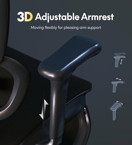 FLEXISPOT Sentinel Ergonomic Gaming Chair with Dual-Wing Adaptive Lumbar, 3D Armrests, 3-Position Recline up to 120°, Height-Adjustable Backrest, Premium Mesh Computer Desk Chair for Home & Office view 5