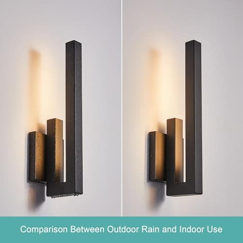 Tarentlight 15" Ht Modern Minimalist Linear Outdoor Wall Light,3000K 13W Integrated LED,Textured Black Anti-Rust Metal,Wet Rated for Exterior House, Porch & Patio,Garage,Yard Front Door,Garden. view 5