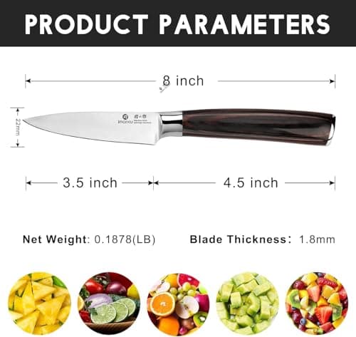 imarku Paring Knife - Paring Knives, 3.5 Inch Small Kitchen Knifes - Japanese High Carbon Stainless Steel Fruit Knife, Ergonomic Pakkawood Handle, Ultra Sharp Blade, Unique Gifts for Men and Women view 3