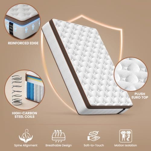 BedStory Queen Size Mattress Firm, 12 Inch Cooling Hybrid Mattress in a Box | 7-Zone Targeted Support, Spine Alignment, Breathable, Low Motion Transfer, Fiberglass-Free, CertiPUR-US Foam, 365-Night Trial view 5