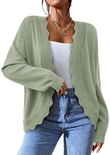 PRETTYGARDEN Cardigans for Women Lightweight Casual Long Sleeve Knitted Open Front Shrugs Sweaters 2026 Fall Clothes view 3