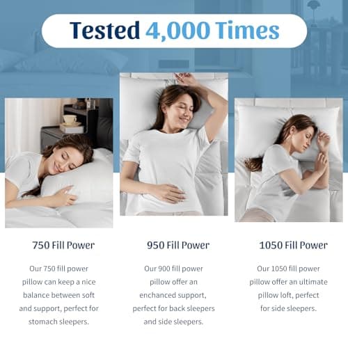 REDASW Hungarian Luxurios Goose Down Pillows Queen Size 900 Fill Power, 80% Goose Down 20% Goose Feather Bed Pillows with 100% Cotton Shell 600 Thread Count Fluffy Soft Cozy (20"X30", Pack of 2) view 4