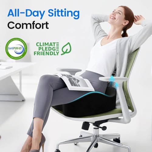 SofterCharm Seat Cushion, Memory Foam Chair Cushions for Tailbone/Sciatica Easing, Chair Pillow with Handles for Car, Office Chair Cushion with Non-Slip Design, Ideal for Post-Surgery Recovery(Black) view 3