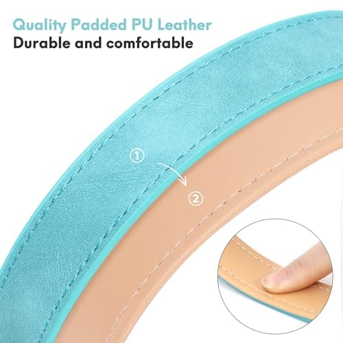 Jumpress Leather Dog Collar for Small Medium Large Dogs, Soft Padded Dog Leather Collar with Heavy Duty Gold Buckle, Durable & Comfortable for Large Dogs Daily Walking (Teal, L) view 6