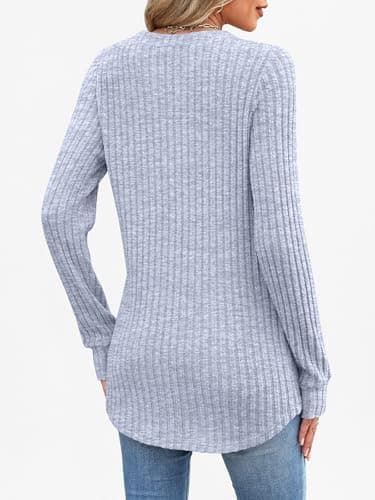 ANRABESS Womens Henley Shirts Long Sleeve Tunic Tops 2025 Fall Fashion Outfits Ribbed Knit Sweaters Ladies Casual Clothes view 6