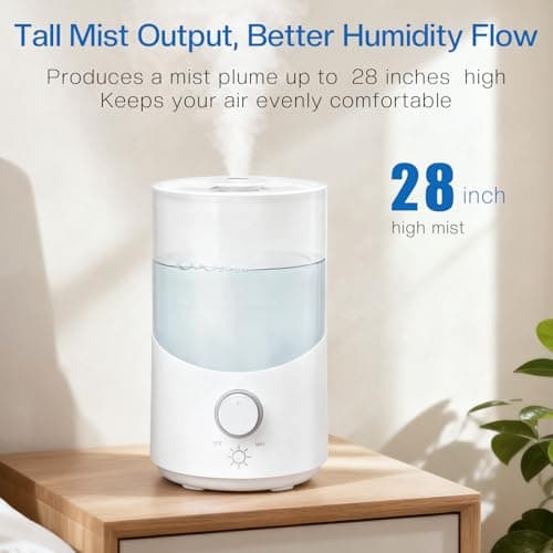 Cool Mist Humidifier for Bedroom, 3L Top Fill Ultrasonic Air Humidifier with Adjustable Knob Control, Quiet Operation, Auto Shut-Off, BPA-Free for Home, Baby, Office, Plants M4 view 5