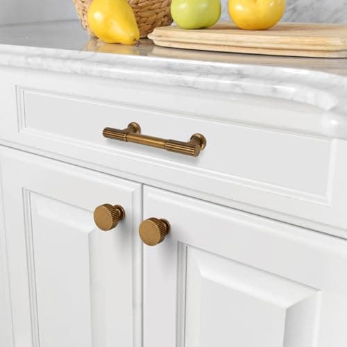 Asidrama 10 Pack Antique Brass Kitchen Cabinet Knobs Cabinet Hardware Zinc Knobs for Dresser Drawers view 4