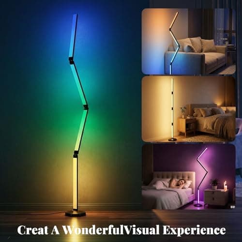 WUTGHUI LED RGB Corner Floor Lamp Foldable Floor Light 2200K-6500K Tunable White with 16 Million Custom Colors Remote/App,Timer Setting (RGB Foldable Floor Lamp with Alexa Voice Control) view 4