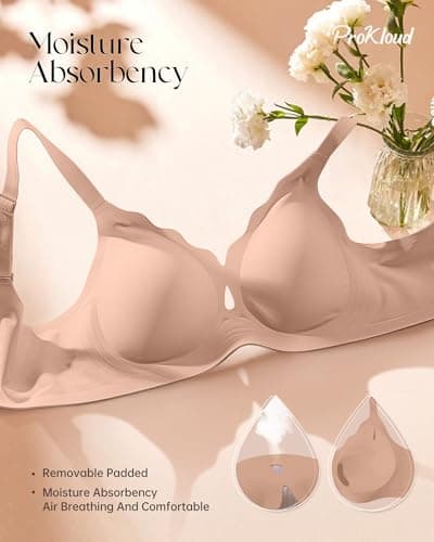 ProKloud Wireless Bras for Women Wave Push Up No Underwire Bralettes Seamless Full Coverage Support Lift Everyday Bra view 4