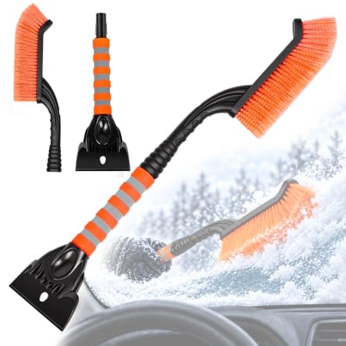 26 Inch Detachable Snow Brush with Ice Scraper for Car Windshield, Orange — image 1