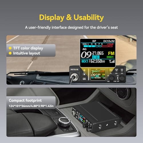 Retevis MB3B CB Radio Kit with Antenna, NRC Noise Cancellation, Long Range CB Mobile Radio, WX Channel, Brightness Color LCD, AM/FM, 12V/24V, EMG Channels 9/19 Radios for Long Haul Trucker Off-Road view 4