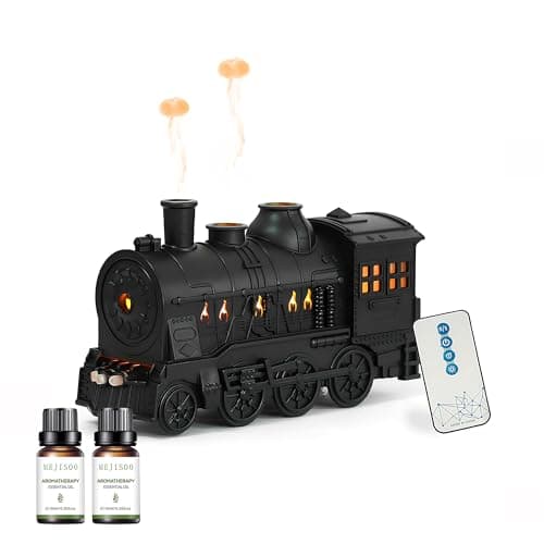 Lonyiabbi 300ML Essential Oil Diffuser & Cool Mist Humidifier, Retro Train-Shaped Steam Effect Aroma Diffuser with Night Light, Includes 2 Essential Oils, Quiet for Bedroom, Home Decor & Gifts