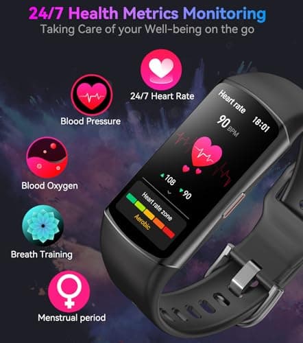 Smart Watch Fitness Tracker with 24/7 Heart Rate, Blood Oxygen Blood Pressure Monitor Sleep Tracker 120 Sports Modes Activity Trackers Step Calorie Counter IP68 Waterproof for Andriod iPhone Women Men view 2