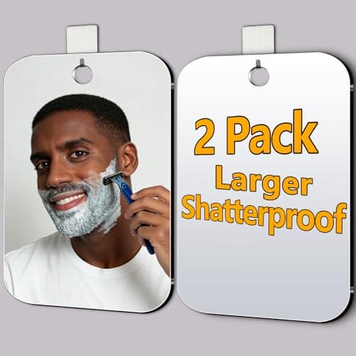JEIAKONJI 2 Pack Shower Mirror for Shaving, Shower Mirror for Shaving Men(Lager 10.7 x 8 Inch); Small Wall Mirrors for Showers, Shatterproof Plexiglass Makeup Mirrior, Travel Camping Showers Mirrors view 1