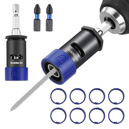 WORKPRO Drywall Screw Setter/Extractor Impact Bit Holder, Come with 10*Protective Rings, 2 * 1" PH2 Impact Bits, Single-Handed Operation for DIY Drywall Object — image 1