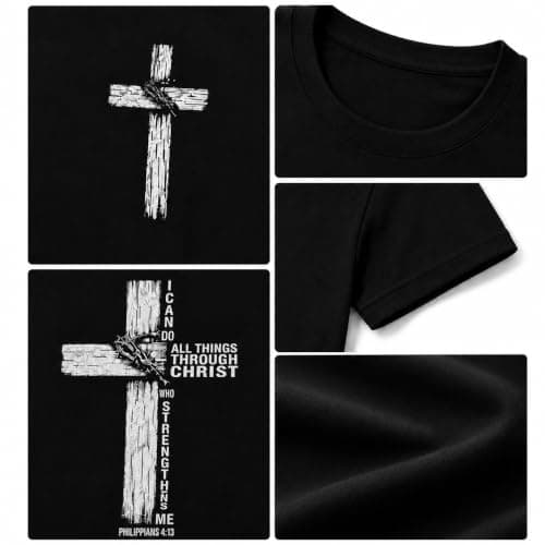 Christian Shirts for Men: Stretch Faith Cross Bible Verse Costumes Tee view 6