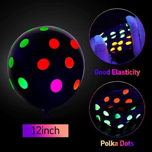 Neon Birthday Party Decorations-176Pcs Neon Balloon Arch Kit with Glow Dot Balloons & 3PCS Star Balloons for 80s 90s Disco Theme Party Decorations view 6