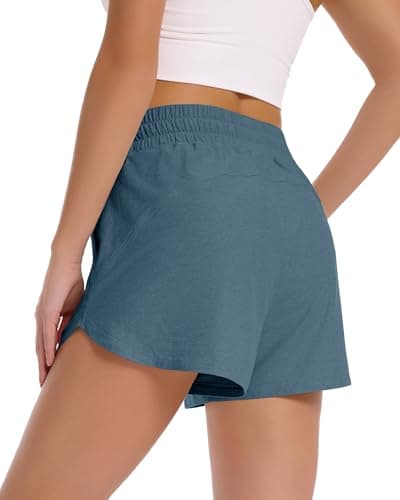 iceROSE Athletic Shorts for Women - High Waisted Black Running SweatShorts Summer Drawstring with Pockets for Workout Lounge view 2