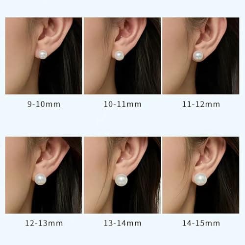 Round White Freshwater Cultured Pearl Stud Earrings, Sterling Silver 18K Gold Plated Hypoallergenic Earring Studs Jewelry For Women- AAAA Quality view 2