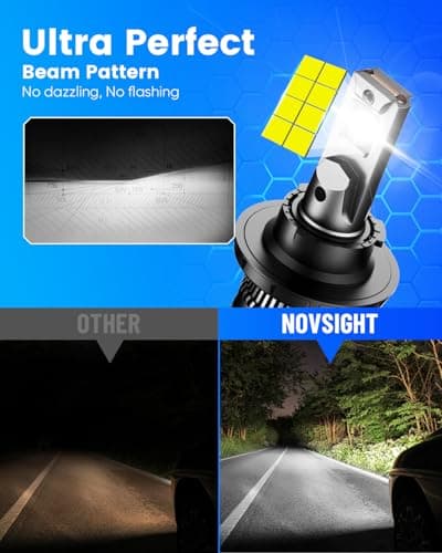 NOVSIGHT 𝐇 𝟏 𝟑 Bulbs Upgraded - 𝟗 𝟎 𝟎 𝟖 Fog Lamps 𝟕𝟎𝟎𝟎𝟎𝐋𝐌 Ultra Bright, 6500K Cool White, Pack of 2 view 3