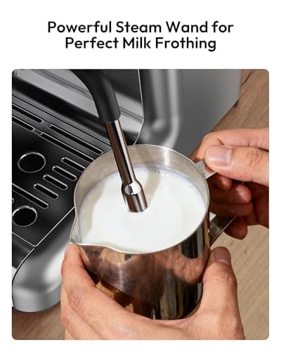 EUHOMY Espresso Machine with Grinder, 20 Bar Coffee Maker with Milk Frother Steam Wand, Professional Expresso Coffee Machines with Removable Water Tank, Latte & Cappuccino Machine for Home Barista view 5