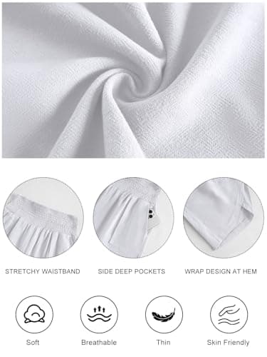 grewley Womens Linen Pants Wide Leg Palazzo Capri Barrel Harem Pants Casual High Waisted Trousers with Pockets Beach view 6