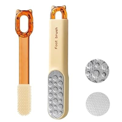 VISDOLL Double-Sided Stainless Steel Foot File, Foot Callus Remover & Foot Scrubber, Professional Pedicure Tool for Dry & Wet Feet, Fast Hard Skin & Dead Skin Remover with Non-Slip Grip, Orange
