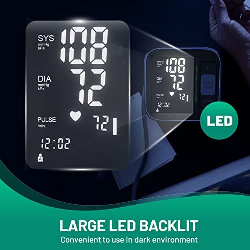 Blood Pressure Monitor Upper Arm Digital Blood Pressure Machine for Home Use with Backlit Display 8.7"-15.7" Cuff with Storage Bag view 3