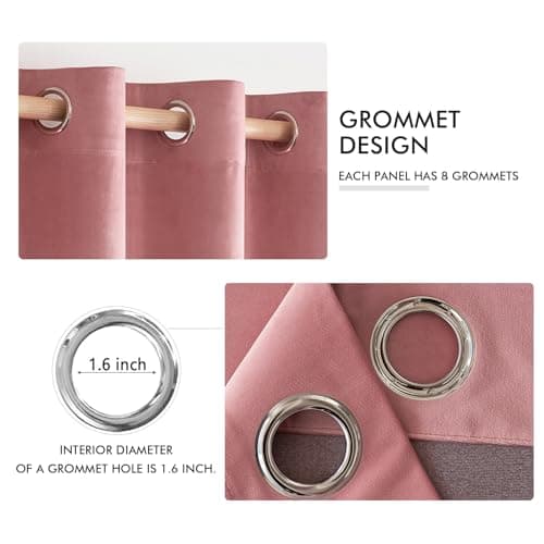 MIULEE Blush Pink Velvet Curtains Thermal Insulated Soundproof Room Darkening Blackout Curtains/Grommet Black Out Window Drapes for Home Theatre/Girls Room/Wedding Decor 52 x 108 Inches Set of 2 view 3