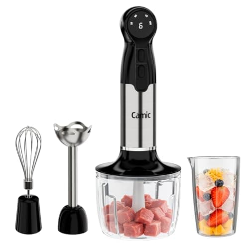Cordless Immersion Blender Hand Blenders Set,Variable Speed 4 in 1 Stick Emulsifier with Chopper and Whisk for Soup, Baby Food and Smoothies,Black view 1
