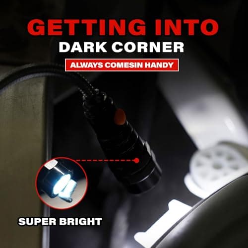 Gifts for Men, Magnetic Pickup Tool, Telescoping Magnet Pickup Tool with 3 LED Flashlight, Cool Gadget Birthday Gifts for Men, Women, Him, Dad, Teen Boys, Husband, Father, Mechanic, Women, Black view 4